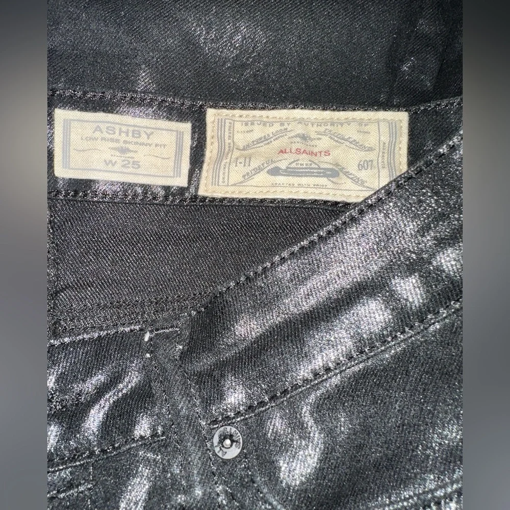 ALLSAINTS ALL SAINTS SPITALFIELDS Coated Skinny Low Rise ASHBY Pants Jeans Sz 25 - Picture 5 of 5